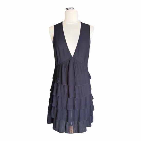 The Kooples Sleeveless Tiered Babydoll Mini Black Dress Size 2 NWT Parisian Cool - Picture 4 of 16